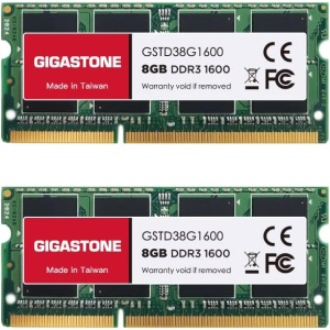 Módulo de Memoria RAM para Portátil Gigastone de 16GB (2x8GB) DDR3-1600MHz PC3-12800 CL11 1.35V SODIMM 204 Pin sin búfer ni ECC (SÓLO para Portátiles)