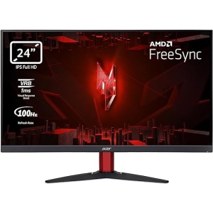 Monitor de juego Acer Nitro KG242YEbiif 24" Full HD 100 Hz (60 cm, 1920x1080, 16:9, 250 Nits, tiempo de respuesta 1 ms VRB, AMD FreeSync, 2xHDMI 2.0) en color negro