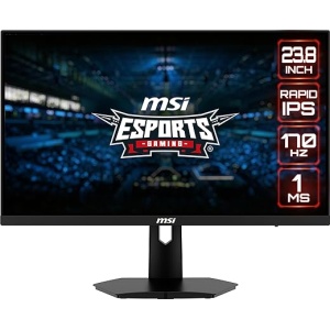 Monitor Gaming FHD de 24 pulgadas MSI G244F, Panel IPS 1920 x 1080, 170 Hz / 1ms, 122,88% de sRGB/Freesync Premium - Conexiones DP 1.2a, HDMI2.0b CEC - Color Negro