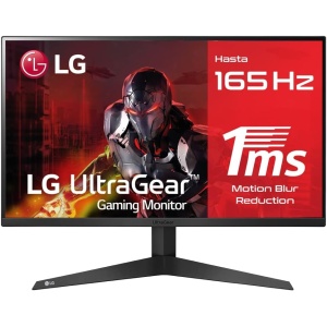 Monitor Gaming Ultragear LG 24GQ50F-B - Panel VA: 1920x1080p, 16:9, 250 CD/m², 3000:1, 165Hz, 1ms. Entradas: DP x1, HDMI x2, con AMD FreeSync Premium. Regulable en inclinación