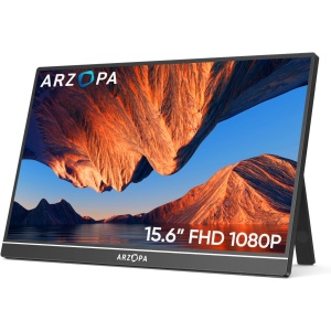 Monitor Portátil ARZOPA de 15.6" FHD IPS, Resolución 1920x1080, con Soporte HDMI/Type-C/USB-C y Protección Ocular, para Computadora