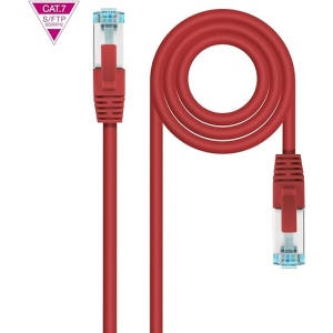 Nanocable 10.20.1700-R - Cable de Red Cat.7 600MHZ LSZH SFTP PIMF AWG26, Color Rojo, Largo de 0.5 m