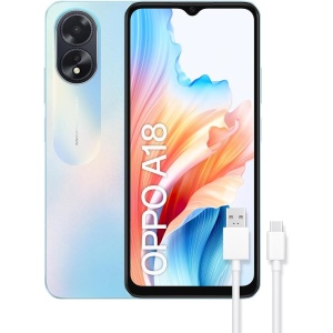OPPO A18 - Teléfono inteligente desbloqueado, 4GB+128GB, pantalla HD+LCD de 6.6", cámara triple 8+2+5MP, sistema operativo Android, batería de 5000mAh, carga rápida de 10W -...