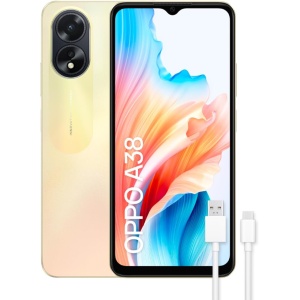 OPPO A38 - Teléfono inteligente desbloqueado, 4GB+128GB, Pantalla LCD FHD+ de 6.6", Cámara de 50+2+5MP, Android, Batería de 5000mAh, Carga Rápida de 33W – Color Dorado