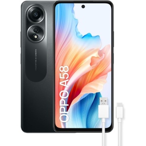 OPPO A58 - Teléfono inteligente desbloqueado, 6 GB+128 GB, pantalla FHD+ LCD de 6,7 pulgadas, cámara de 50+2+8 MP, sistema Android, batería de 5.000 mAh, carga rápida de 33 W -...