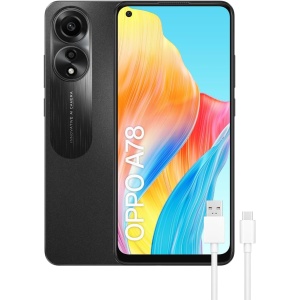 OPPO A78 - Teléfono inteligente desbloqueado, 8GB+128GB, Pantalla OLED de 6.5", Cámara de 50+2+8MP, Android, Batería de 5000mAh, Carga rápida de 67W - Negro
