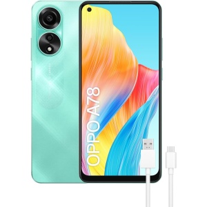 OPPO A78 - Teléfono inteligente desbloqueado, 8GB+128GB, pantalla OLED de 6.5", cámara de 50+2+8MP, sistema operativo Android, batería de 5000mAh, carga rápida de 67W - color verde