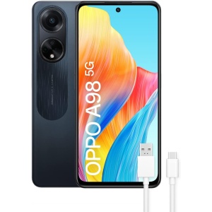 OPPO A98 5G: Teléfono móvil desbloqueado, 8GB+256GB, pantalla de 6.7 pulgadas, cámara de 64+2+32MP, cámara de microscopio, sistema operativo Android, batería de 5000mAh, carga...