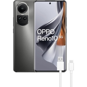 OPPO Reno10 5G - Teléfono inteligente desbloqueado, 8GB+256GB, pantalla AMOLED de 6.7", cámara de 64+8+32 MP, Android, batería de 5000mAh, carga rápida de 67W - Gris