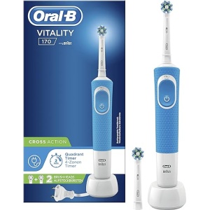 Oral-B Vitality 170 Cepillo de Dientes Eléctrico Recargable con Tecnología Braun y 2 Cabezales de Repuesto - Color Azul