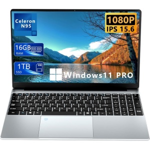 Ordenador Portátil KUU de 15.6 Pulgadas, Laptop con Windows 11 Pro, 16 GB de RAM DDR4 y 1 TB de SSD, Procesador Celeron N95 de hasta 3.4 GHz, Desbloqueo de Huella Dactilar y...