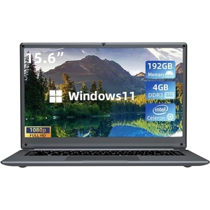 Ordenador Portátil Waxuor de 15,6 pulgadas con Windows 11, PC Portátil con 4GB DDR3, 192GB SSD, Intel N3450, Pantalla FHD IPS 1920x1080, WiFi, Bluetooth 4.2 en color Gris