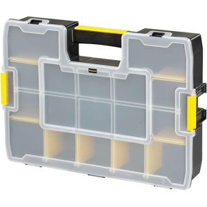 Organizador STANLEY 1-94-745 Sort Master - 17 compartimentos, 8 separadores móviles, Tapa antideslizante, Clips laterales para apilar varios organizadores