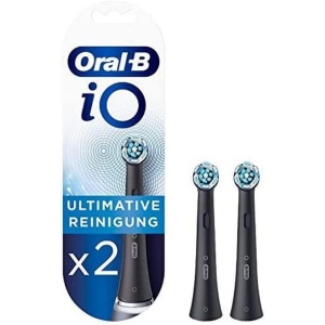 Pack de 2 cabezales de limpieza Oral-B iO con tecnología innovadora para cepillo de dientes eléctrico en color negro, proporcionando una limpieza dental avanzada con la...