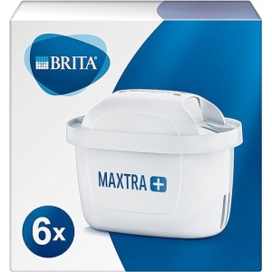 Pack de 6 cartuchos de filtro de agua BRITA MAXTRA + compatibles con jarras filtrantes BRITA que eliminan la cal, el cloro y otras impurezas, Color Blanco