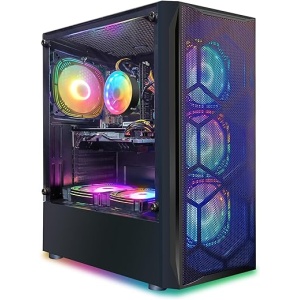 PC de escritorio para juegos STGsivir, Intel Core i7 hasta 3.9GHz, Radeon RX 580 8GB GDDR5, 16GB de RAM, SSD de 512GB, conexión WiFi, Bluetooth 5.0, 6 ventiladores RGB, Windows...