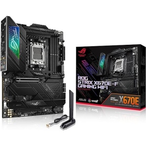 Placa base ASUS ROG Strix X670E-F Gaming WiFi - ATX (AMD Ryzen AM5, VRM de 16+2 fases, DDR5, 4 ranuras M.2, USB 3.2 Gen 2 x 2, PCIe 5.0, WiFi 6E, AI Cooling II y Aura Sync)