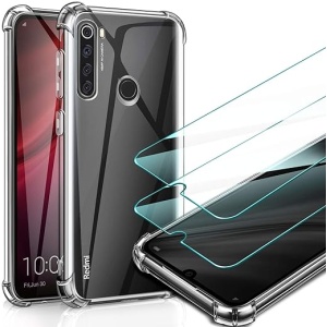 Plataforma Leathlux - Funda para Xiaomi Redmi Note 8T con 2 Protector de Pantalla de Vidrio Templado, Carcasa de Silicona Flexible y Funda Protectora Resistente a Golpes,...