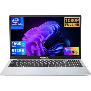 Portátil ACEMAGIC de 15,6 Pulgadas con 16 GB de RAM y 512 GB de SSD, Resolución FHD 1920X1080, Procesador Intel Quad-Core 12th N95 (hasta 3.4 GHz), Bluetooth 5.0, WiFi 2.4G/5G,...