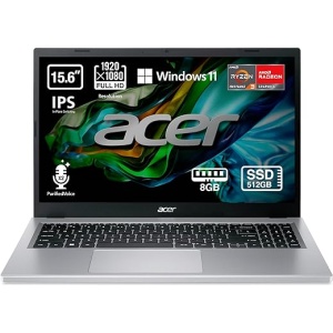 Portátil Acer Aspire 3 A315-24P de 15.6” Full HD LED, AMD Ryzen 3 - 7320U, 8 GB RAM, 512 GB SSD, Windows 11 Home, Color Negro - Teclado QWERTY Español