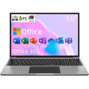Portátil JUMPER de 16 Pulgadas con Carcasa Metálica, 4 GB de RAM y 128 GB de SSD, Intel Celeron (hasta 2,5 GHz), PC Portátil con Instalación de 1 Año de Office 360, Resolución...