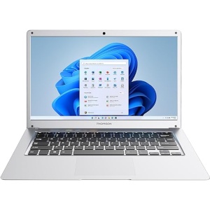 Portátil THOMSON de 14" HD con procesador Intel Celeron N4020, 4GB de RAM, 64GB SSD eMMC, Windows 10 S en español (Actualización a Windows 11 Gratis) - Teclado Español (Blanco)