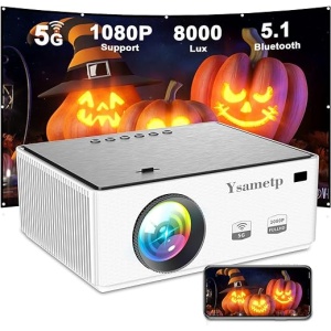 Proyector de Videos LED 5G+WiFi Full HD 1080P, compatible con TV Stick/Phone/PS5, 8000L de brillo, portátil para el hogar