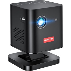 Proyector portátil HD LED con tecnología DLP 3D, Wifi y batería recargable - Compatible con 1080P/4K, sistema operativo Android 9.0 y pantalla inalámbrica para smartphones...