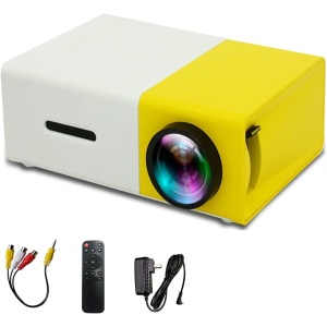 Proyector Portátil Mini 1080P HD - Compatible con Teléfono Móvil/AV/Micro SD/HDMI/USB - Ideal para Cine en Casa - Imagen Sorprendente - Amarillo