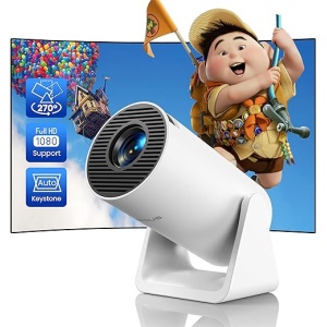Proyector Portátil Mini con Ajuste Automático de Keystone, 10000 Lúmenes, WiFi 5G Bluetooth, WiMiUS Proyector 1080P Full HD con Soporte Giratorio de 270°, Proyector Móvil de...