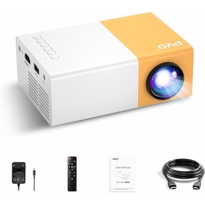 Proyector Portátil PVO Mini para Dibujos Animados, Ideal para Niños, Proyector Móvil para uso Exterior, LED de Alta Definición para Proyectar Películas en Casa con Conexiones...