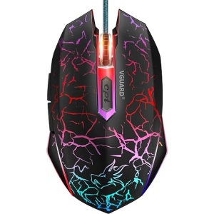 Ratón Gaming VGUARD con Cable, Ajuste de 4 dpi hasta 2400, Mouse Óptico para Gaming, Ratón Ergonómico RGB con 6 Botones y LED de 7 Colores para PC y Portátil. (Versión Mejorada)