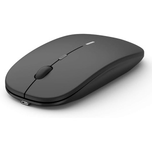 Ratón inalámbrico Anmck para portátil, ergonómico y silencioso, con carga USB y receptor Nano, ajuste de 3 niveles dpi, ultra delgado - color negro