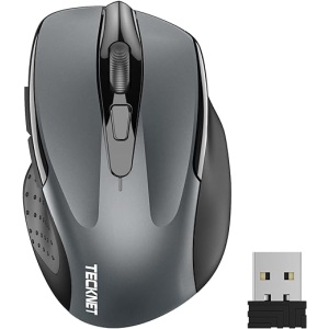Ratón Inalámbrico TECKNET, 2600 dpi en 5 Niveles, USB Ergonómico de 2.4G, 6 Botones, Batería de 24 Meses, Ratón Óptico Inalámbrico para Computadora, PC,