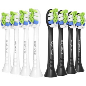 Recambios de Cepillos Brillante para Philips Sonicare - Cabezales de Cepillos de Dientes Eléctricos para EasyClean HealthyWhite y otros mangos compatibles, 4 blancos y 4 negros