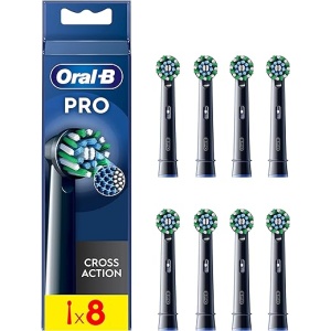 Recambios originales para cepillo de dientes eléctrico Oral-B Pro CrossAction, pack de 8 cabezales en color negro