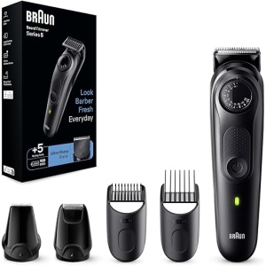 Recortadora de Barba Braun Series 5, Máquina para Cortar el Pelo, Cortapelos para Hombre con Autonomía de 100 Minutos, Modelo BT5430 en Color Negro