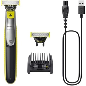 Recortadora de Barba Philips OneBlade 360 con 2 Cuchillas 360, 5 Longitudes de Corte, Kit Adaptador Para Cuerpo, Maquinilla de Afeitar para Hombre, en Color Negro, Modelo QP2734/30