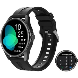 Reloj Inteligente HUAKUA para Hombre con Llamadas, Pantalla Redonda de 1,3 pulgadas, Podómetro, Esfera de Reloj Personalizada, Monitor de Sueño, Pulsómetro, Pulsera de Actividad...