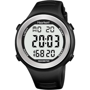 Reloj podómetro resistente al agua para personas mayores sin Bluetooth, sin necesidad de aplicación, con contador de pasos, calorías y pantalla LCD de números grandes de Hearkent