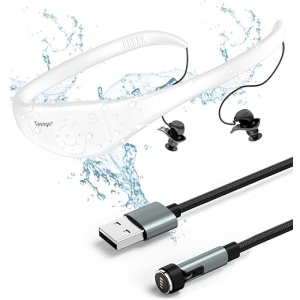 Reproductor de MP3 Acuático IPX8 con Auriculares de Natación de 8GB, Resistente al Agua hasta 3 Metros, Reproducción Aleatoria por 6-8 Horas (Blanco)