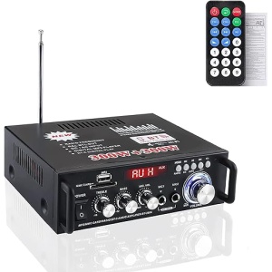 Reproductor de Música Estéreo Mini Bluetooth con Amplificador de Audio de 600W, 2.0 Canales HiFi, Entrada de Tarjeta SD/USB/Radio FM, para PC, TV, Altavoz del Hogar, Coche y...