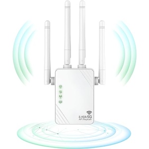 Ripetitore WiFi ANDHOT, extensor WiFi, amplificador WiFi 1200Mbps Dual-Band Anti-Jamming 5GHz / 2.4GHz, modo repetidor/Router/AP, extensor WiFi compatible con todos los