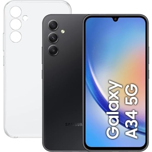 SAMSUNG Galaxy A34 5G (128GB, 6GB de RAM) + Funda - Teléfono inteligente Android en Color Negro, Pantalla Super AMOLED de 6,6 Pulgadas, Batería de 5000 mAh. Exclusivo de Amazon...