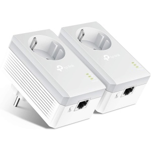 Set de adaptadores Powerline TP-Link TL-PA4010P KIT (600 Mbit/s, con conector incorporado, LAN Fast Ethernet, compatible con todos los adaptadores Powerline HomePlug AV/AV2,...