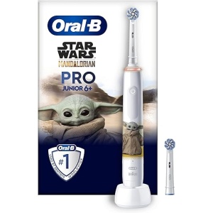 Set de Cepillo de Dientes Eléctrico Oral-B Pro Junior con Mango de Star Wars, 2 Cabezales, Diseñado por Braun, Recomendado para Niños Mayores de 6 Años, Ideas Originales de Regalo