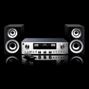 Sistema de audio para el hogar GPO Retro PR200 - Minicadena de música para uso doméstico en Plata con potencia de 12 W, Radio DAB y FM