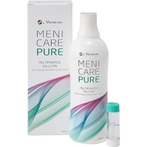 Solución multiuso Menicare Puro de 250 ml para lentes de contacto permeables al gas