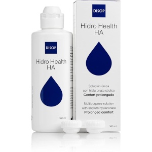 Solución Única Hidro Health HA con Ácido Hialurónico para Lentes de Contacto Blandas, incluye Portalentes Antimicrobiano (360 ml)