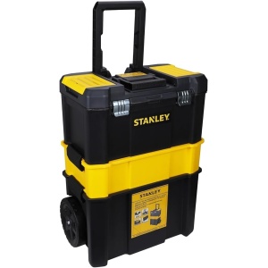 STANLEY STST1-80151 Taller Móvil para Herramientas 3 en 1 con Cierres de Metal y Capacidad de 20 kg, en Negro y Amarillo
